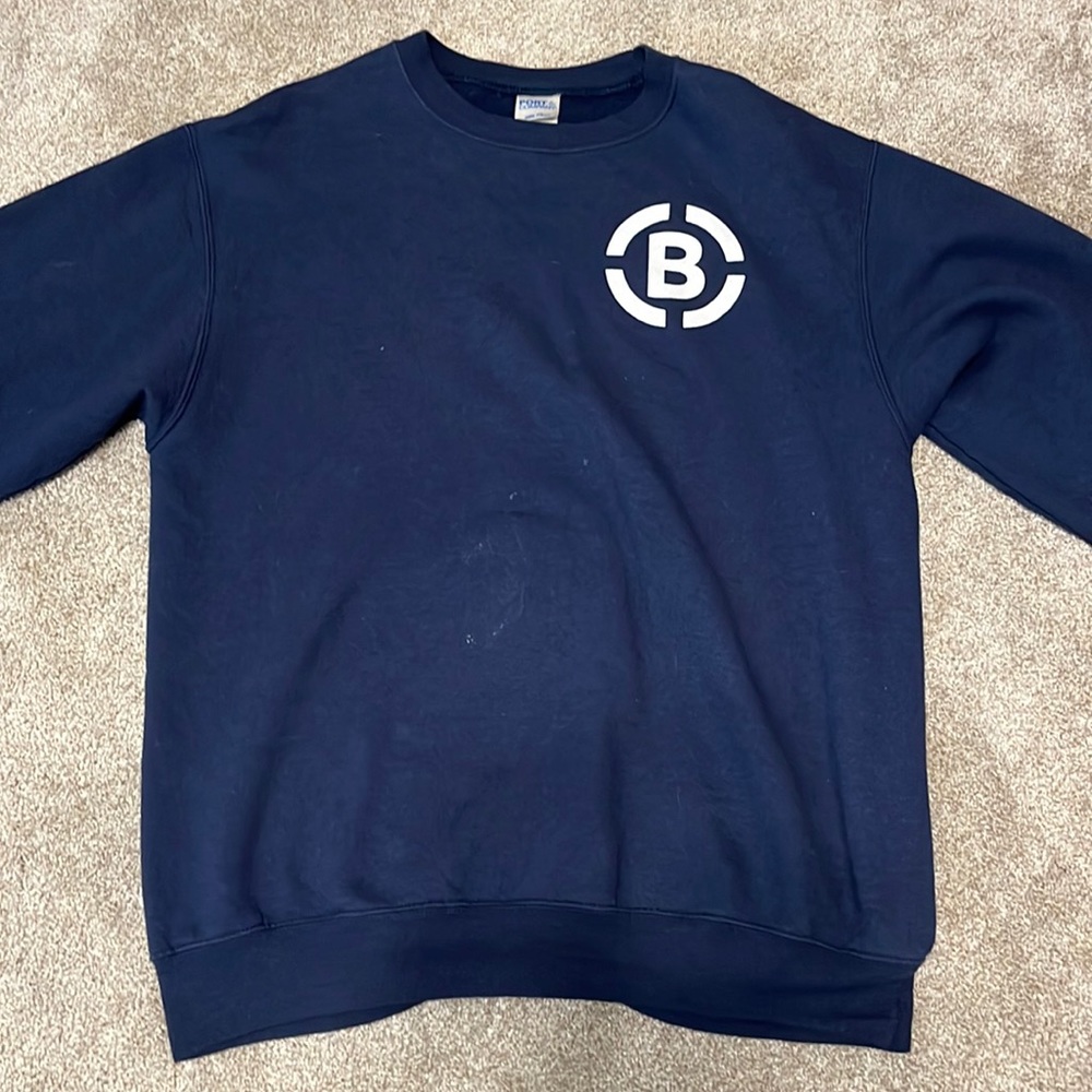 navy blue sweatshirt
